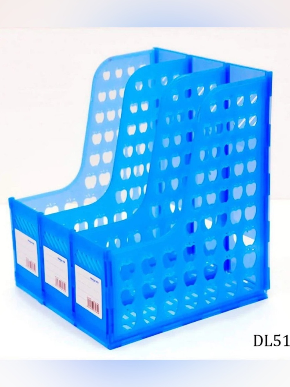 Bright Blue 3-Slot Plastic File Organizer